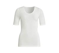 con-ta Kurzarm Shirt, klassisches Basic T-Shirt für Damen, Oberteil mit rundem Halsausschnitt, aus weicher Wolle und Modal, in Wollweiß, Größe: 42