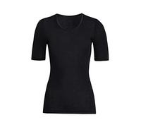 con-ta Kurzarm Shirt, klassisches Basic T-Shirt für Damen, Oberteil mit rundem Halsausschnitt, aus weicher Wolle und Modal, in Schwarz, Größe: 48