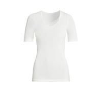 con-ta Kurzarm Shirt, modisches T-Shirt mit Spitze für Damen, warmes Basic aus Baumwolle und Angora, klassisches Oberteil, in Wollweiß, Größe: 38