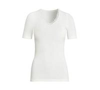 con-ta Kurzarm Shirt, warmes T-Shirt für Damen, klassisches Basic aus Angora und Wolle, dezentes Oberteil, in Wollweiß, Größe: 38-52