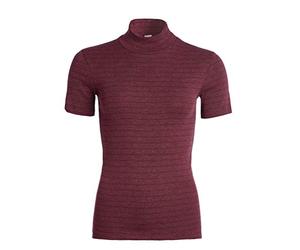 con-ta Thermo Kurzarm Shirt mit Stehkragen, geringeltes Damen T-Shirt mit natürlicher Baumwolle, wärmeisolierende Unterwäsche, Damenbekleidung, in versch. Farben, Größen: 36-50