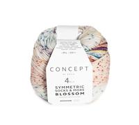 Concept 80g Sockenwolle Symmetric Blossom - Farbe 61 - Orange-Petrol-Gelb