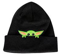 Concept One Baby-Jungen Knitted Cuffed Beanie Star Wars Mandalorian The Child Peek-A-Boo Strickmütze mit Bündchen, Schwarz, Einheitsgröße