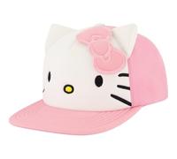 Concept One Damen Hello Kitty Baseball Cap Snapback Mütze mit Flacher Krempe und 3D-Band und Ohren Baseballkappe, Weiß/Pink, Einheitsgröße