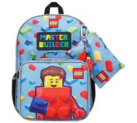 Concept One LEGO Schulrucksack für junge Erwachsene, Hellblau, mit Lunchbox und Reißverschlusstasche, verstellbare Schultergurte, lustige Rucksäcke für die Schule