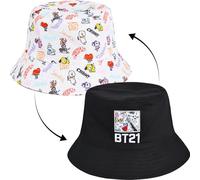 Concept One Unisex-Erwachsene Bt21 Line Friends Bucket Hat, Wide Brim Packable Summer Travel Cap for Men and Women, Reversible Schlapphut, Mehrfarbig/Meereswellen (Ocean Tides), Einheitsgre