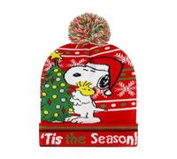 Concept One Unisex-Erwachsene Peanuts Snoopy, Adult Cuffed Knit Cap with Pom, Holiday Design Beanie-Mütze, Rot/Ausflug, einfarbig (Getaway Solids), Einheitsgre