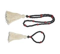 CONGARTENO 2 Stück Holzkreuz Gebetskette mit Quaste Christlicher Rosenkranzanhänger Spirituelle Dekoration für Kirchliche Feiern und Autohänger