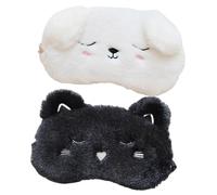 CONGARTENO 2 Stück Teiliges Weiche Hautfreundliche Schlafmasken mit Niedlichen Cartoon tieren Lichtundurchlässige für Erholsamen Schlaf Entspannende Augenabdeckung für Frauen und Herren