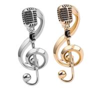 CONGARTENO 2 Stück Vintage Metallbroschen Mikrofon Musiknoten Elegante Anstecknadeln für Damen Langlebige Zinklegierung Schmuckaccessoire für Musikliebhaber