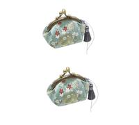 CONGARTENO 2stücke Leichtgewichtige Stilvolle Retro Münz Und Schlüsselbörse Hellgrün Tragbare Geldbörse Für Damen Zum Aufbewahren Von Münzen Geldscheinen Und Schlüsseln