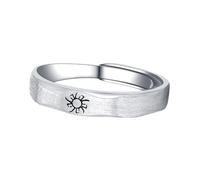 CONGARTENO Verstellbarer Silberring Paar Mond und Sonne Ring Kreativer Offener Paarring Herren Damen Fingerschmuck Geschenk
