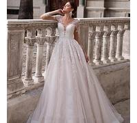 CongMing-huajia Hochzeit Hochzeitskleid langes Kleid Damen Hochzeitskleid Lange Ärmel V-Ausschnitt Spitze Hochzeitskleid weiß White 50