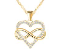 CONILOK Halskette Damen Unendlichkeit Herz Kette Silber 925 mit Anhänger Zirkon Herz Halsketten für Frauen Mädchen Modeschmuck Infinity Liebe Geschenk für Sie Frau Freundin Mama Gold