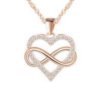 CONILOK Halskette Damen Unendlichkeit Herz Kette Silber 925 mit Anhänger Zirkon Herz Halsketten für Frauen Mädchen Modeschmuck Infinity Liebe Geschenk für Sie Frau Freundin Mama Rosegold