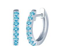 CONILOK Ohrringe Silber 925 Creolen Damen Ohrringe 14mm Ohringe Groß Zirkonia Ohrring Blau Ohrschmuck Geschenk für Sie Frauen Freundin Teenager Mädchen Geburtstag Muttertag Hochzeit Weihnachtstag