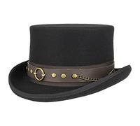 Conner Jubilee Steampunk Zylinder Wollhut Herrenhut Zylinderhut Wollfilzhut Damen/Herren - mit Futter, Lederband, Ripsband, Einfass Herbst Sommer Frühjahr Winter Frühling-Sommer Herbst-Winter - S