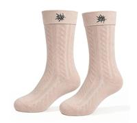 Connextion Trachtensocken mit Edelweiß-Pin für Damen & Herren | Trachtenstrümpfe mit klassischem Zopfmuster, atmungsaktiv & bequem, Ideal für Lederhose Dirndl oktoberfest, EU 39-42