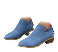 Conquerory Orthopädische Stiefeletten Mit Retro-Absatz Für Damen,Stiefel Mit Fußgewölbeunterstützung,Stiefeletten Mit Niedrigem Absatz,spitzer Spitze Und Reißverschluss Hinten (Blau,41)