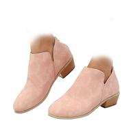 Conquerory Orthopädische Stiefeletten Mit Retro-Absatz Für Damen,Stiefel Mit Fußgewölbeunterstützung,Stiefeletten Mit Niedrigem Absatz,spitzer Spitze Und Reißverschluss Hinten (Rosa,39)