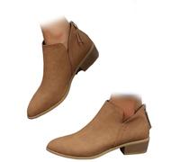 Conquerory Orthopädische Stiefeletten Mit Retro-Absatz Für Damen,Stiefel Mit Fußgewölbeunterstützung,Stiefeletten Mit Niedrigem Absatz,spitzer Spitze Und Reißverschluss Hinten (Dunkelbraun,43)