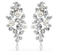Constella Ohrringe, Kristallperle, Rundschliff, Weiß, Rhodiniert OS