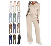 Constituent Clothing,Constituent Travel Outfit,Women's 2 Piece Sets Outfits Casual Long Sleeve Sweatsuits Sets(Light Khaki,M)