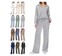 Constituent Clothing,Constituent Travel Outfit,Women's 2 Piece Sets Outfits Casual Long Sleeve Sweatsuits Sets(Light Grey,2XL)