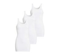 conta Achselhemd lang, Top mit Spitze für Damen, Unterhemd in Feinripp, Trägertop aus Baumwolle, weiß | 3er Pack, Gr.: 44/XL