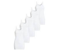 con-ta Conta Achselhemd lang, Top mit Spitze für Damen, Unterhemd in Feinripp, Trägertop aus Baumwolle, weiß | 5er Pack, Gr.: 40/M