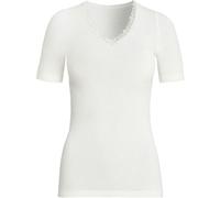 con-ta Kurzarm Shirt, warmes T-Shirt für Damen, klassisches Basic aus Angora und Wolle, dezentes Oberteil, in Wollweiß, Größe: 40