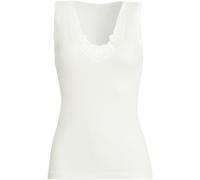 con-ta Achselhemd, Unterhemd mit Spitze für Damen, klassisches Top aus Wolle und Modal, bequemes Trägertop, weiche Unterwäsche, in Wollweiß, Größe: 40