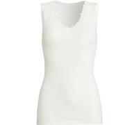 con-ta Achselhemd, Bequeme Wäsche für Damen, klassisches Top mit Spitze, weiches Unterhemd aus Angora und Wolle, warme Unterwäsche, in Wollweiß, Größe: 44