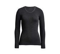 Conta Thermo Langarm Shirt, wärmendes Thermoshirt aus natürlicher Baumwolle, bequemes Basic-Oberteil, Damenbekleidung, Schwarz Geringelt, Größe: 48/3XL