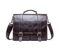Contacts Echtes Leder 14" Herren Messenger Schultertasche Laptop Aktentasche (Kaffee)