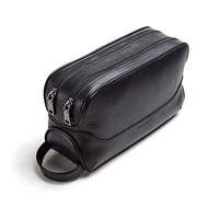 Contacts Echtes Leder Doppel Reißverschluss Toilettenbeutel Herren Dopp Kit Reiseflaschen (Schwarz 3)
