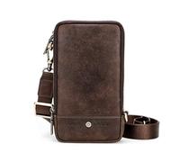 CONTACTS Echtes Leder Herren Crossbody Multifunktionale Gürteltasche mit Telefonkarte Passschlitze für Sport Wandern Camping Geldbörse Tasche (Kaffee2)