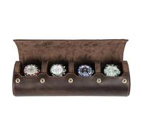 CONTACT'S FAMILY Uhren-Aufbewahrungsbox, Echtes Leder 4 Slot Uhr Schützende Rolle Fall, Uhren-Organizer für Männer und Frauen (4 Slots, Kaffee)