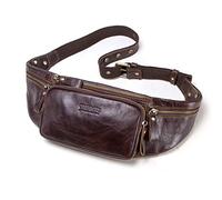 Contacts Gürteltaschen Männer Herren Echtes Leder Tasche Hüfttasche Bauchtasche Multifunktionale Hüfttasche mit Reißverschluss Geeignet (Kaffee3)