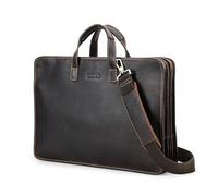 Contacts Herren-Aktentasche aus echtem Leder, 35,6 cm (14 Zoll), lässige Vintage-Umhängetasche, Business-Kuriertasche, Handtasche für Männer, Frauen, Reisen, Schule, Anwalt, Dark Coffee-40,6 cm