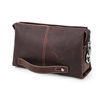 Contacts Herren Echtes Leder Ausweis Handyhalter Reißverschluss Coin Key Clutch Geldbörse Handtasche (Dark Kaffee)