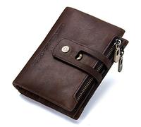 Contacts Herren Echtes Leder-Bifold Wallet Doppelreißverschlusstasche Geldbörse (Dunkler Kaffee)