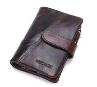CONTACTS Herren Geldbörse Echtes Leder-Geschäft Bifold Trifold Mappen-Kartenhalter -Münzen-Tasche Dunkelbraun