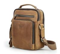 CONTACTS Männer Echtes Leder Umhängetasche Laptop Mehrere Taschen Trendy Crossbody Messenger Schulter Tan Tasche Tote Aktentasche (Kaffee)