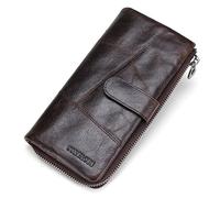 CONTACTS Mann-echtes Leder-Karten-Kasten Bifold Mappe Scheckheft-Organisator Dunkelbraun