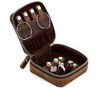 CONTACTS Schmuckkästchen mit Reißverschluss, echtes Leder, Schmuck-Organizer für Ringe, Armbänder, Ohrringe, Halsketten, Geschenk für Damen/Herren, Braun
