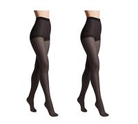 Conte elegant 2er-Pack langlebige Damenstrumpfhose Halbmatt - SOLO 40 DEN - Damen Feinstrumpfhose Strumpfhose mit markiertem Höschenteil - Einfarbig Farbe Schwarz Größe 6