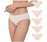 Conte elegant Damen Baumwoll-Slip 5er-Pack Höschen - Bikini Damen Unterhosen - Atmungsaktiv mit Gummiband - Dessous Damen Unterwäsche Frauen - Cotton Underwear Women LB 2001 Naturfarben XS
