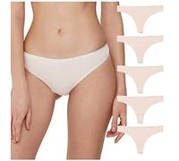 Conte elegant Damen Baumwoll String 5er-Pack Höschen mit Gummiband - Unterwäsche Stringtanga Slip Unterhosen - Damen Unterwäsche - Wäsche Transparent - Unterhosen Damen - LST 2000 Naturfarben M