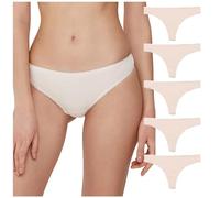 Conte elegant Damen Baumwoll String 5er-Pack Höschen mit Gummiband - Unterwäsche Stringtanga Slip Unterhosen - Damen Unterwäsche - Wäsche Transparent - Unterhosen Damen - LST 2000 Naturfarben L